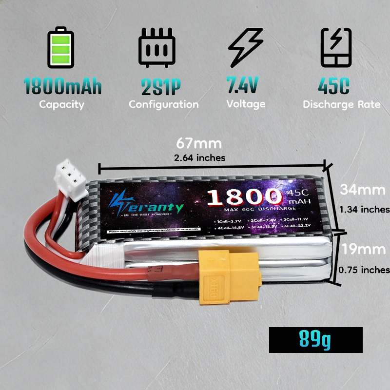 TERANTY 2S 3S 4S 1800mAh Lipo  - Drone Battery Lipo recensie en prijs